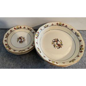 Vintage Myott Son Co. Stafordshire Portland England 3 Bowls and 3 Saucers #648